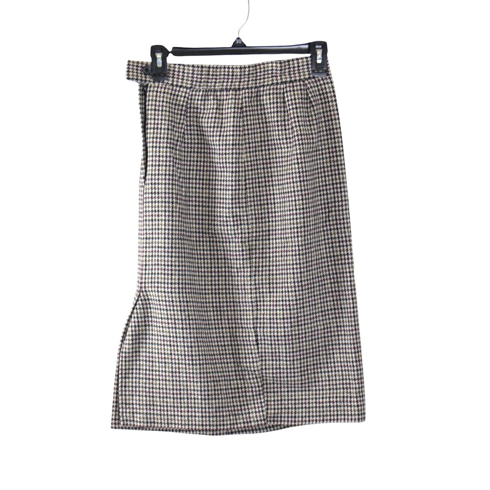 Norton McNaughton Petites Houndstooth Wool Blend Pencil Skirt Size 4 Brown Tan